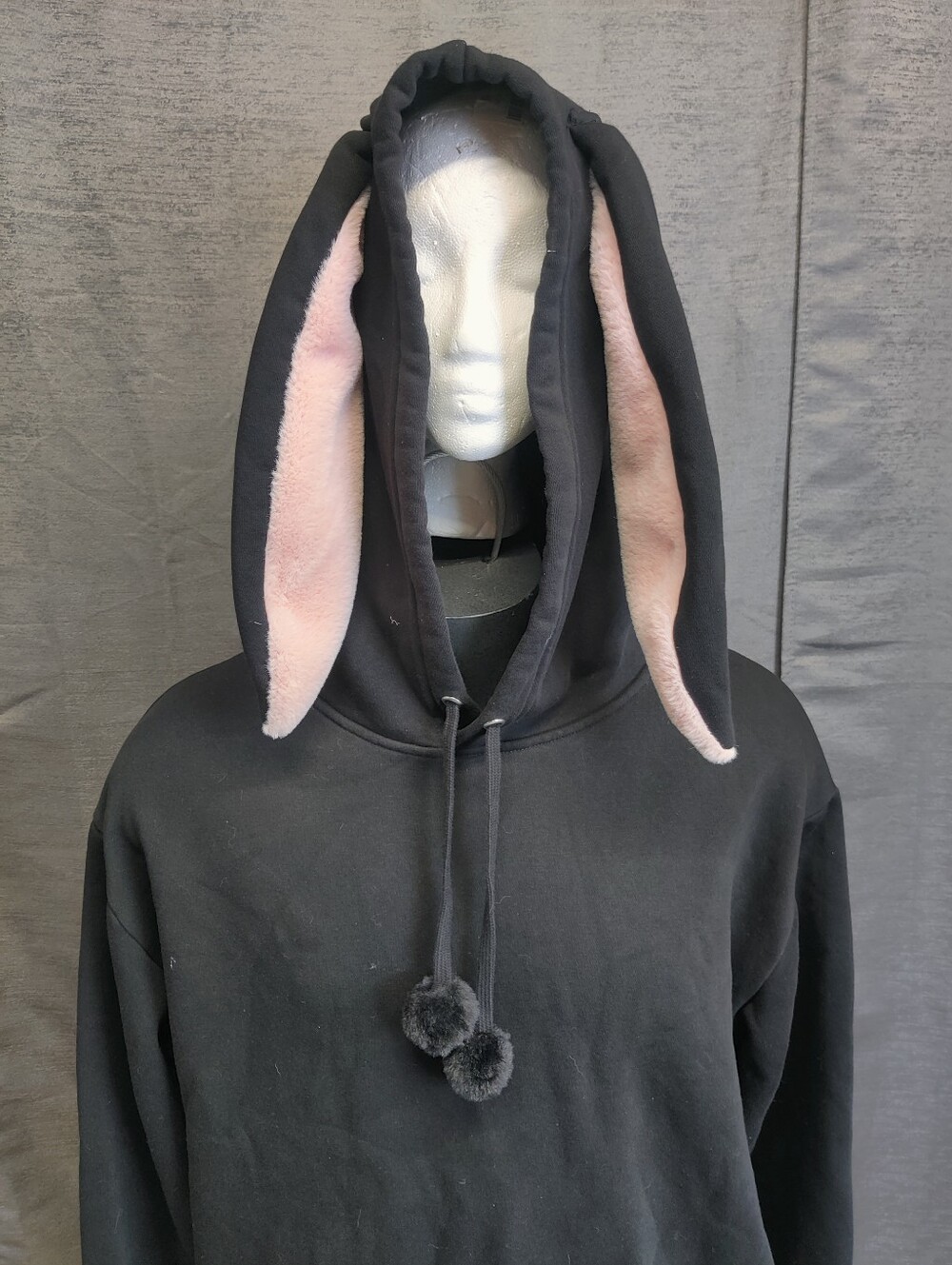Current Mood Sick Joke Bunny Ears Hoodie XXL Black Pink Oversized Dolls Kill